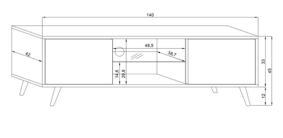 Meuble TV avec led 2 portes blanc mat et blanc laqué Kuzani 140 cm - Photo n°4