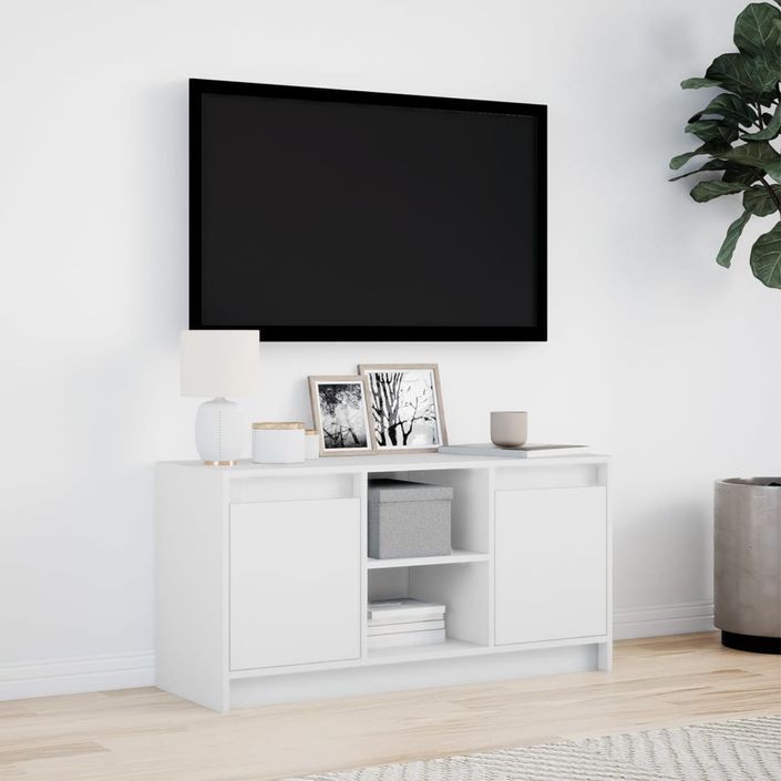 Meuble TV avec LED blanc 100x34x50 cm bois d'ingénierie - Photo n°4