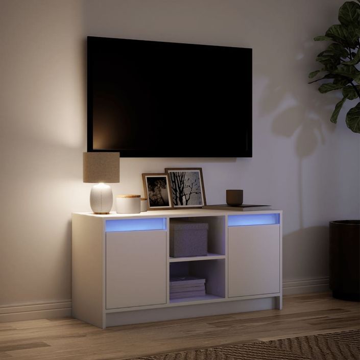 Meuble TV avec LED blanc 100x34x50 cm bois d'ingénierie - Photo n°5