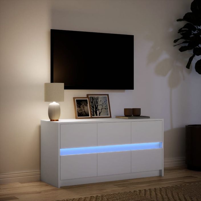 Meuble TV avec LED blanc 100x34x50 cm bois d'ingénierie - Photo n°5