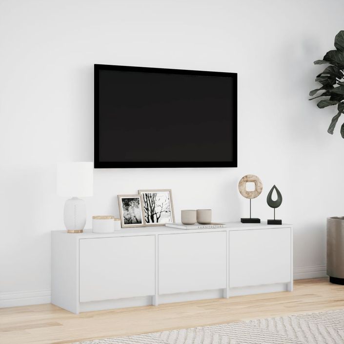 Meuble TV avec LED blanc 140x34x40 cm bois d'ingénierie - Photo n°4