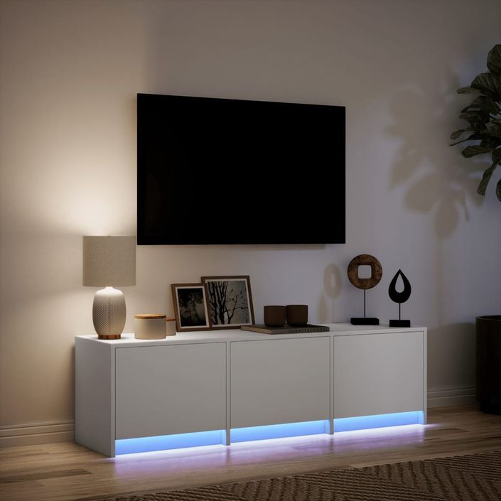 Meuble TV avec LED blanc 140x34x40 cm bois d'ingénierie - Photo n°5