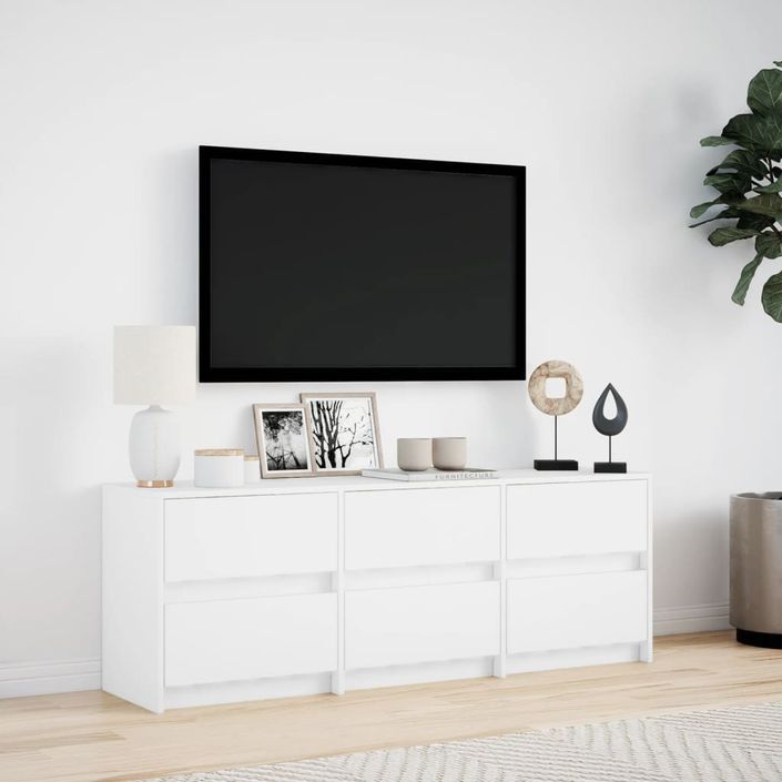 Meuble TV avec LED blanc 140x34x50 cm bois d'ingénierie - Photo n°4