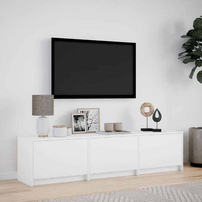 Meuble TV avec LED blanc 165x34x40 cm bois d'ingénierie - Photo n°4