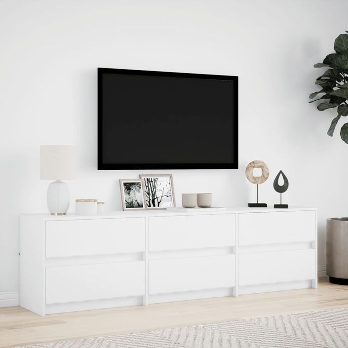 Meuble TV avec LED blanc 180x34x50 cm bois d'ingénierie - Photo n°4