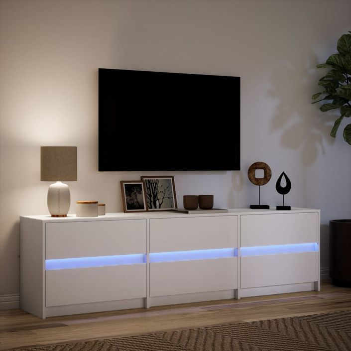 Meuble TV avec LED blanc 180x34x50 cm bois d'ingénierie - Photo n°5