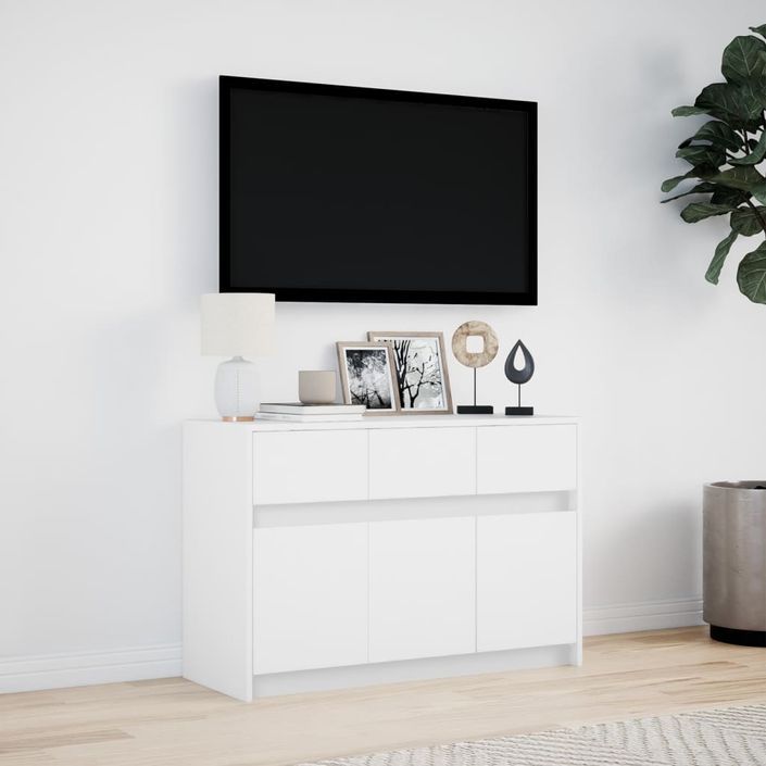 Meuble TV avec LED blanc 91x34x61 cm bois d'ingénierie - Photo n°4