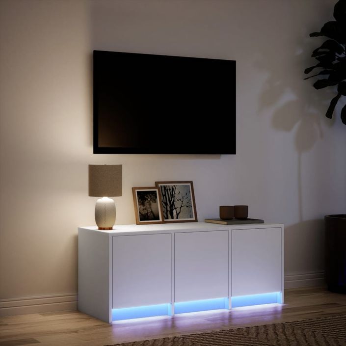 Meuble TV avec LED blanc 97x34x40 cm bois d'ingénierie - Photo n°5