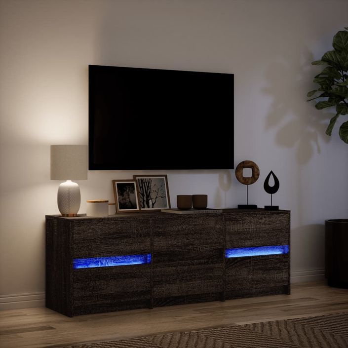 Meuble TV avec LED chêne marron 140x34x50 cm bois d'ingénierie - Photo n°5