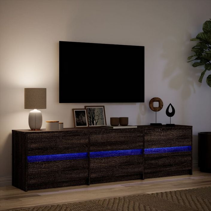 Meuble TV avec LED chêne marron 180x34x50 cm bois d'ingénierie - Photo n°5