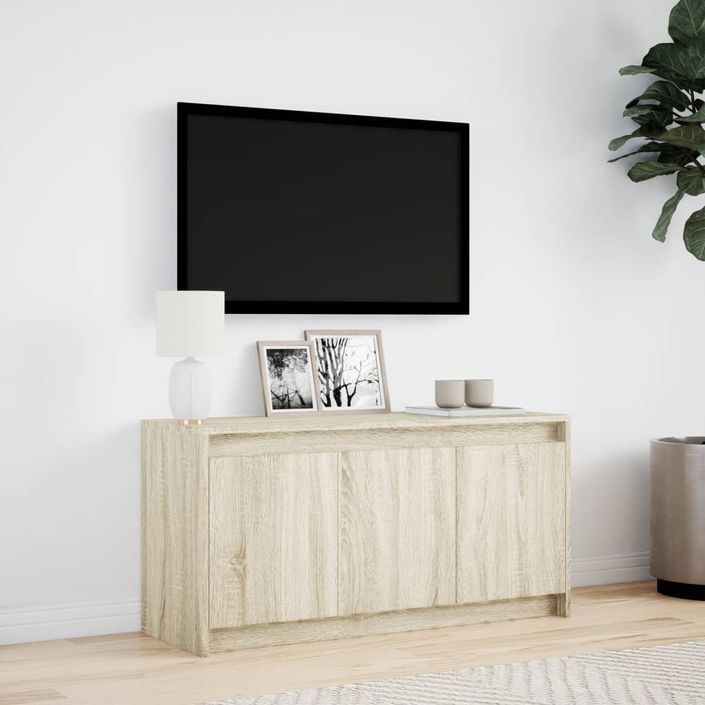 Meuble TV avec LED chêne sonoma 100x34x50 cm bois d'ingénierie - Photo n°4