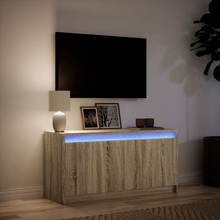 Meuble TV avec LED chêne sonoma 100x34x50 cm bois d'ingénierie - Photo n°5