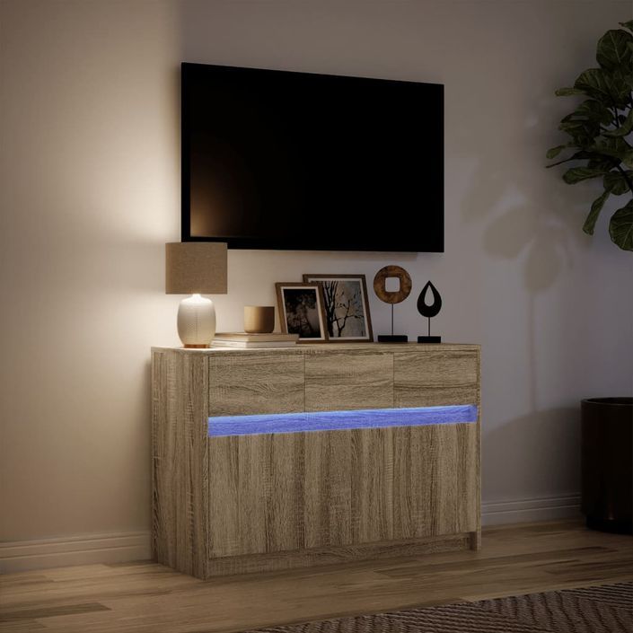 Meuble TV avec LED chêne sonoma 91x34x61 cm bois d'ingénierie - Photo n°5