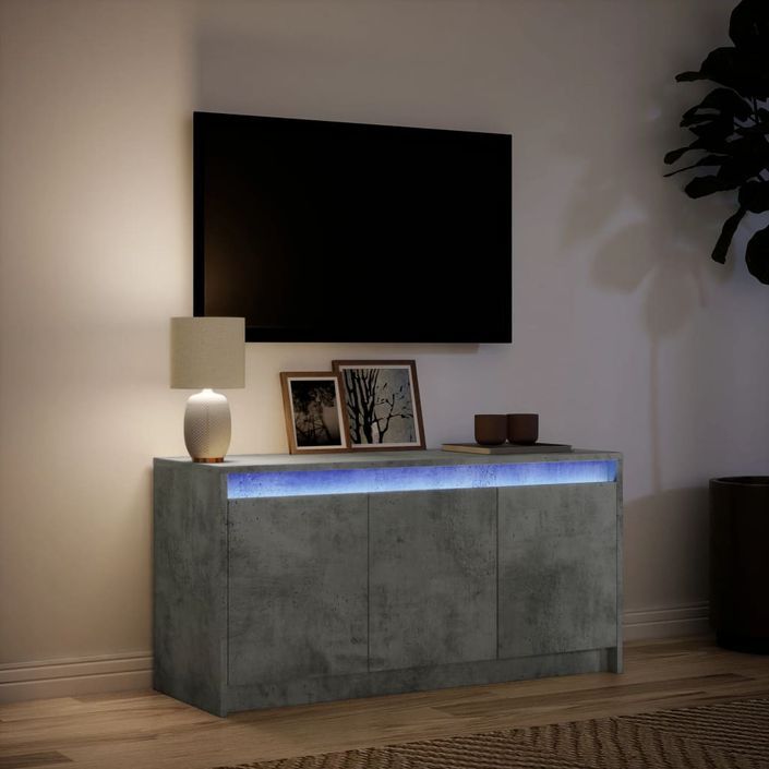 Meuble TV avec LED gris béton 100x34x50 cm bois d'ingénierie - Photo n°5