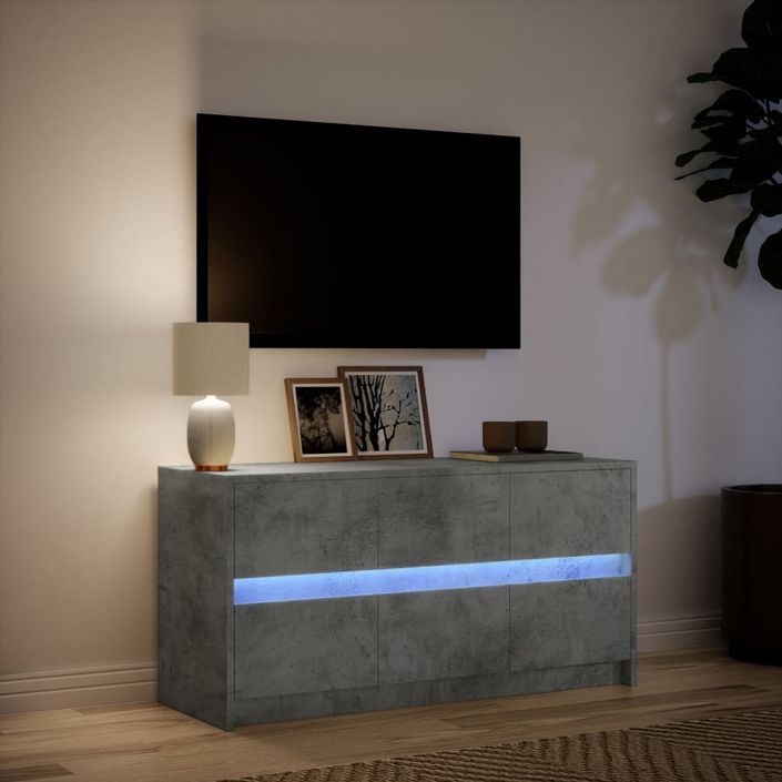 Meuble TV avec LED gris béton 100x34x50 cm bois d'ingénierie - Photo n°5