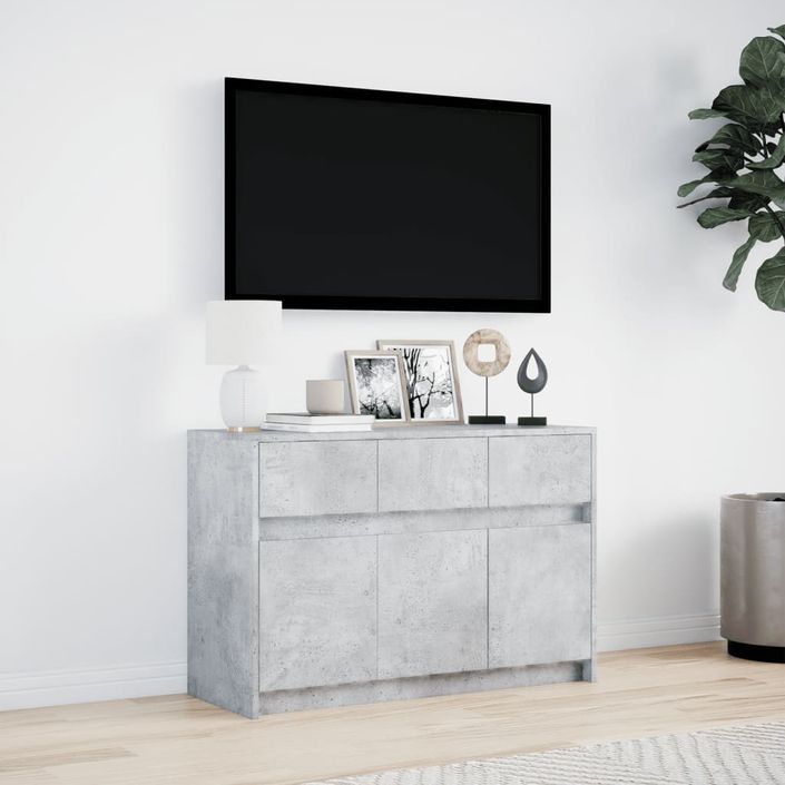 Meuble TV avec LED gris béton 91x34x61 cm bois d'ingénierie - Photo n°4