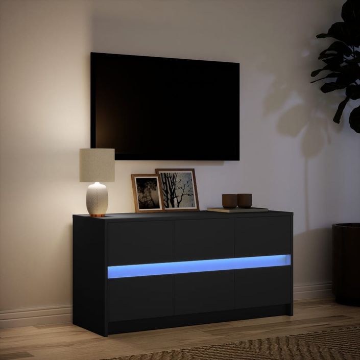 Meuble TV avec LED noir 100x34x50 cm bois d'ingénierie - Photo n°5