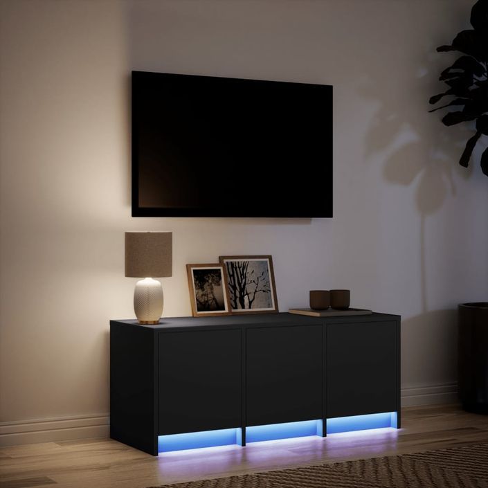 Meuble TV avec LED noir 97x34x40 cm bois d'ingénierie - Photo n°5