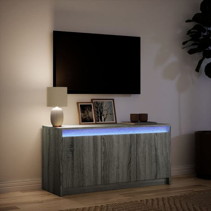 Meuble TV avec LED sonoma gris 100x34x50 cm bois d'ingénierie - Photo n°5