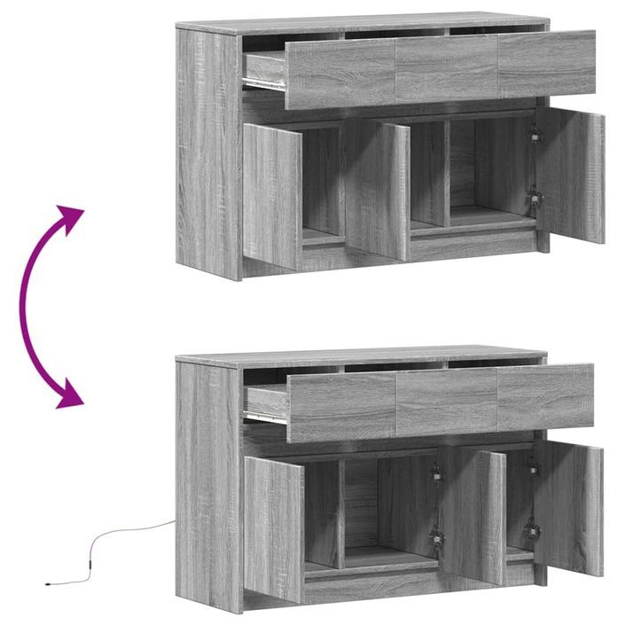 Meuble TV avec LED sonoma gris 91x34x61 cm bois d'ingénierie - Photo n°9