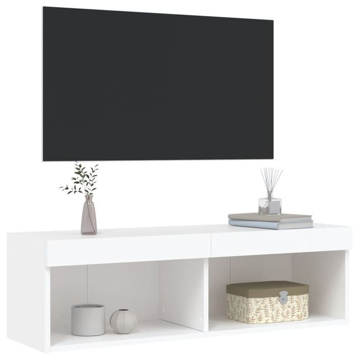 Meuble TV avec lumières LED blanc 100x30x30 cm - Photo n°6