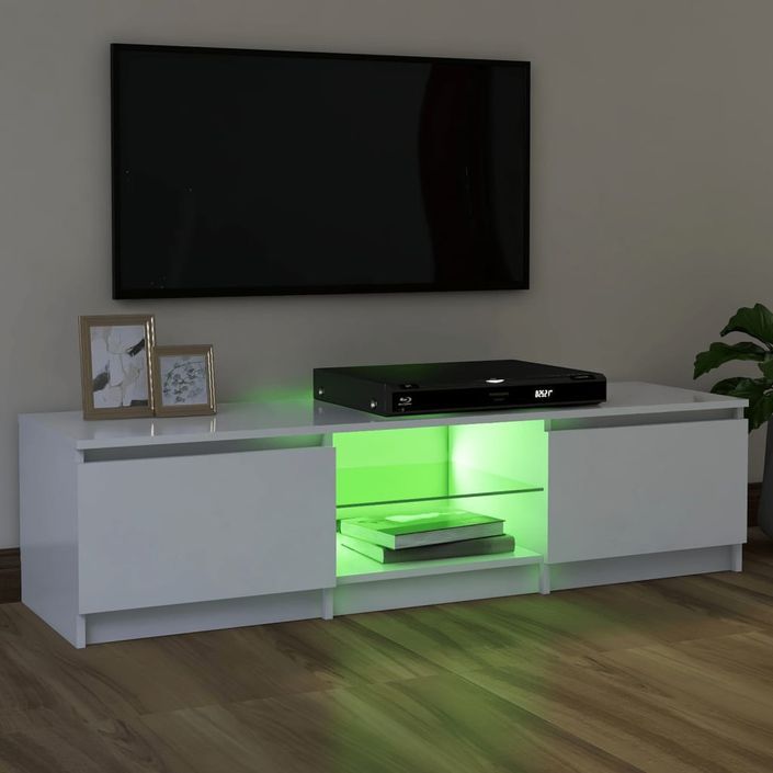 Meuble TV avec lumières LED Blanc 120x30x35,5 cm - Photo n°4