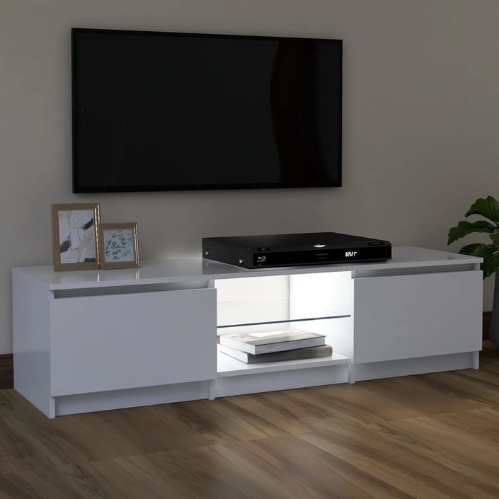 Meuble TV avec lumières LED Blanc 120x30x35,5 cm - Photo n°5
