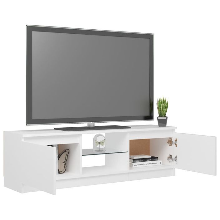 Meuble TV avec lumières LED Blanc 120x30x35,5 cm - Photo n°6
