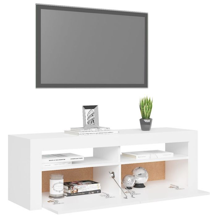 Meuble TV avec lumières LED Blanc 120x35x40 cm 2 - Photo n°6