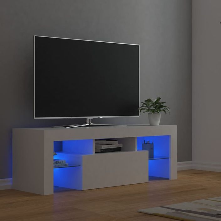 Meuble TV avec lumières LED Blanc 120x35x40 cm 3 - Photo n°2