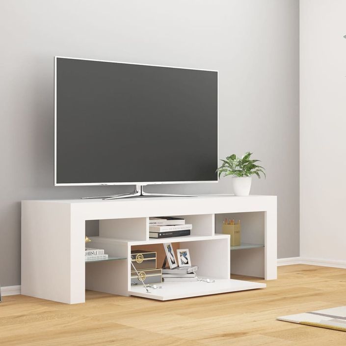 Meuble TV avec lumières LED Blanc 120x35x40 cm 3 - Photo n°3