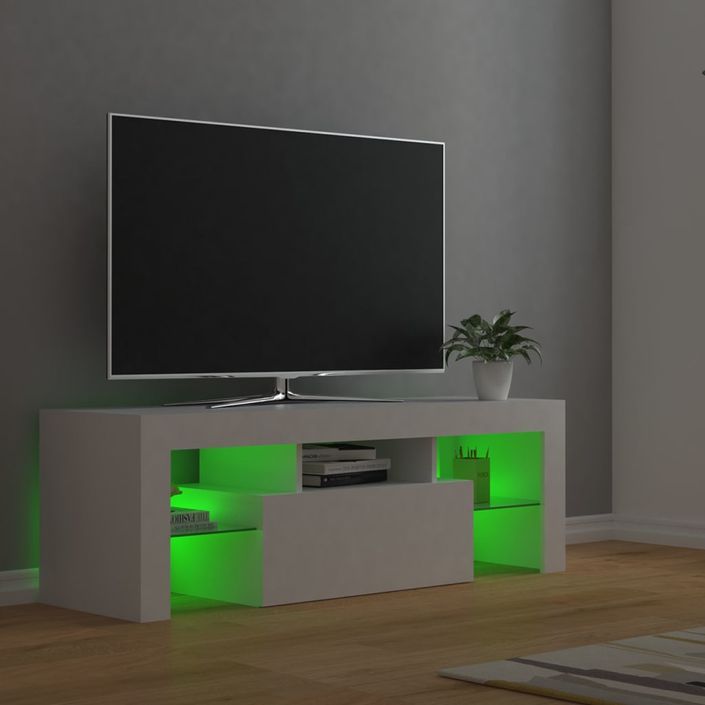 Meuble TV avec lumières LED Blanc 120x35x40 cm 3 - Photo n°5