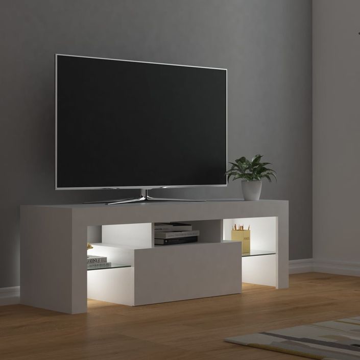 Meuble TV avec lumières LED Blanc 120x35x40 cm 3 - Photo n°7