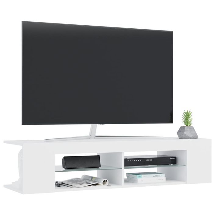 Meuble TV avec lumières LED Blanc 135x39x30 cm - Photo n°6