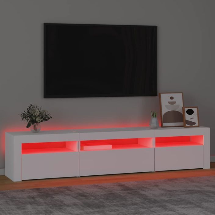 Meuble TV avec lumières LED Blanc 195x35x40 cm - Photo n°5