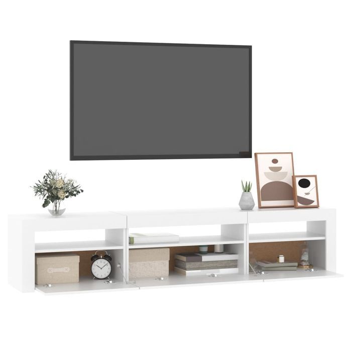 Meuble TV avec lumières LED Blanc 195x35x40 cm - Photo n°6