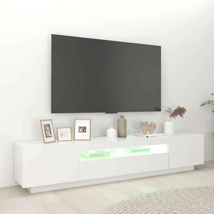 Meuble TV avec lumières LED Blanc 200x35x40 cm - Photo n°4