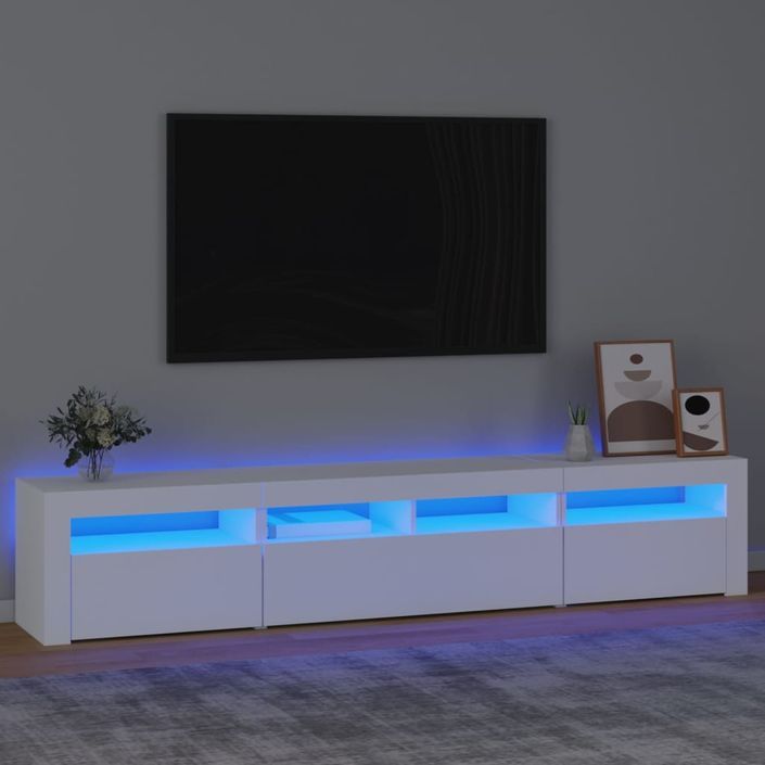 Meuble TV avec lumières LED Blanc 210x35x40 cm - Photo n°1