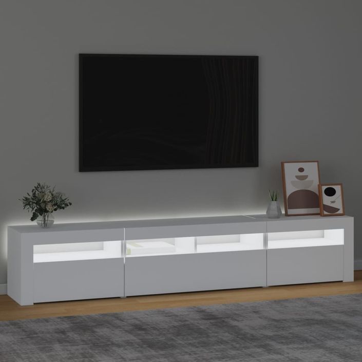 Meuble TV avec lumières LED Blanc 210x35x40 cm - Photo n°3