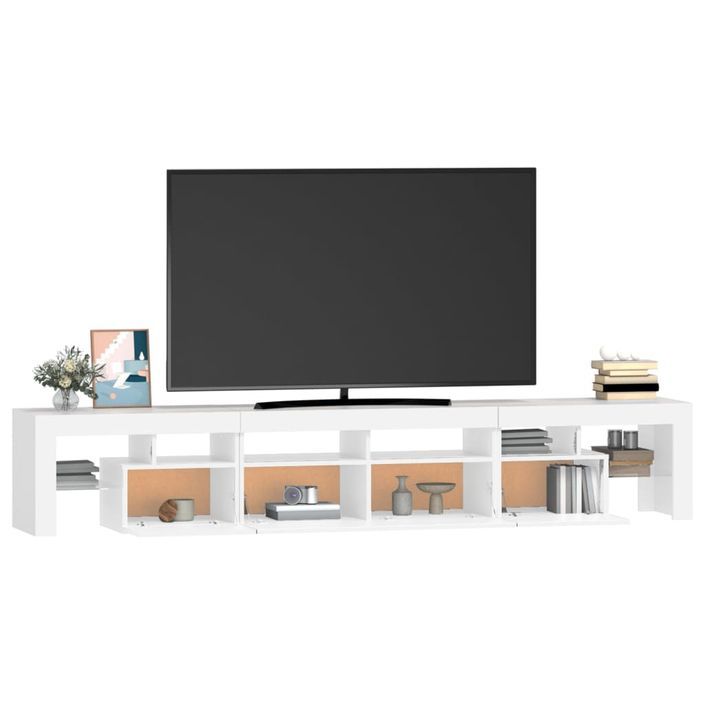 Meuble TV avec lumières LED Blanc 230x36,5x40 cm - Photo n°6