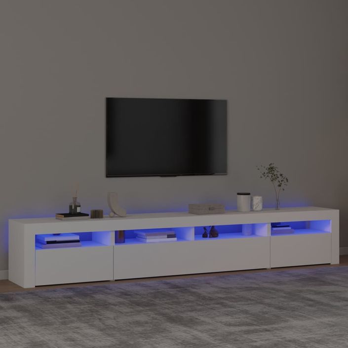 Meuble TV avec lumières LED Blanc 240x35x40 cm - Photo n°1