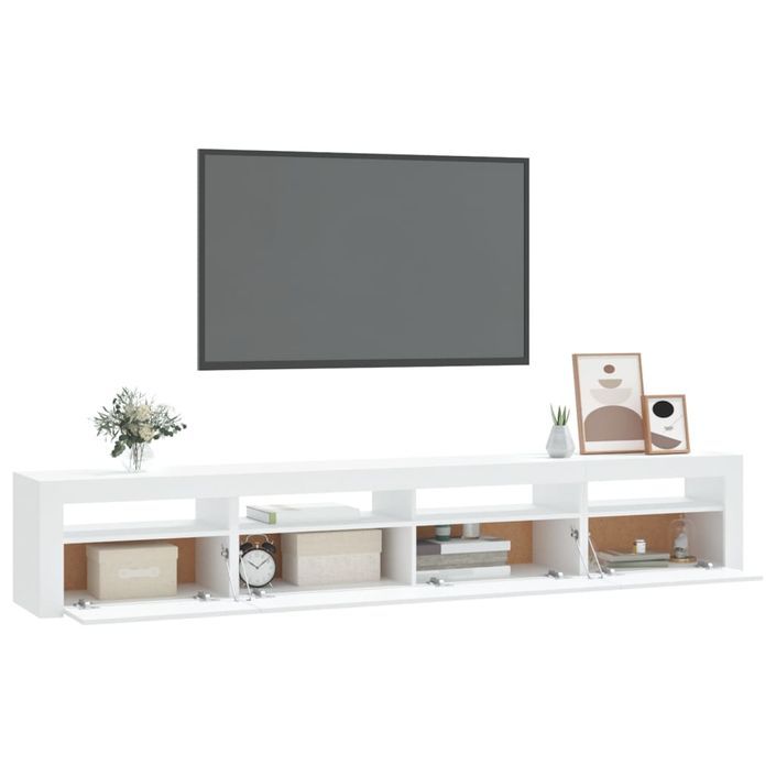 Meuble TV avec lumières LED Blanc 240x35x40 cm - Photo n°6