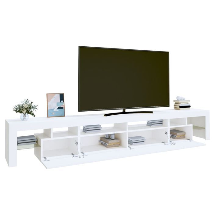 Meuble TV avec lumières LED Blanc 260x36,5x40 cm - Photo n°6