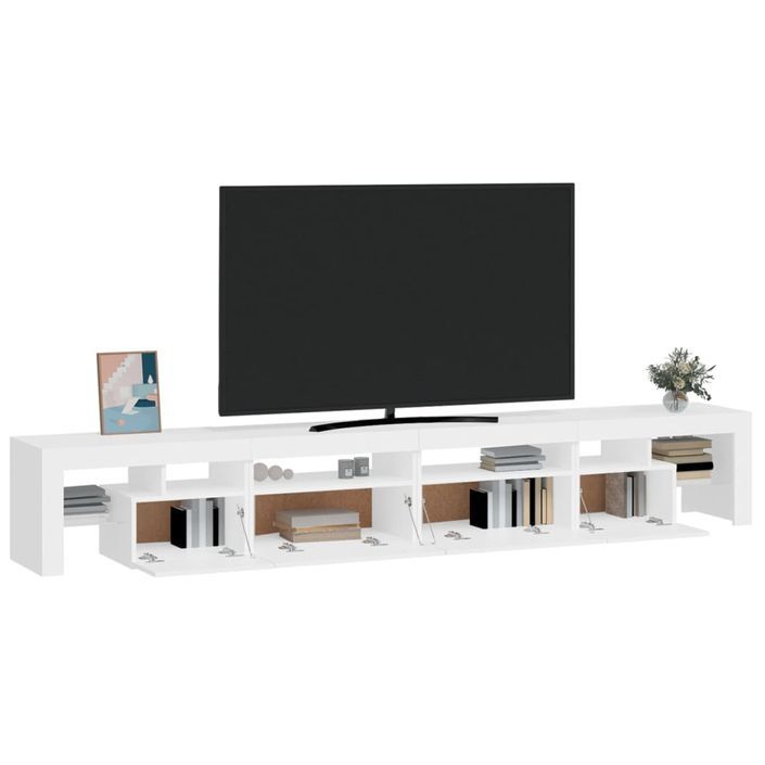 Meuble TV avec lumières LED Blanc 260x36,5x40 cm - Photo n°6