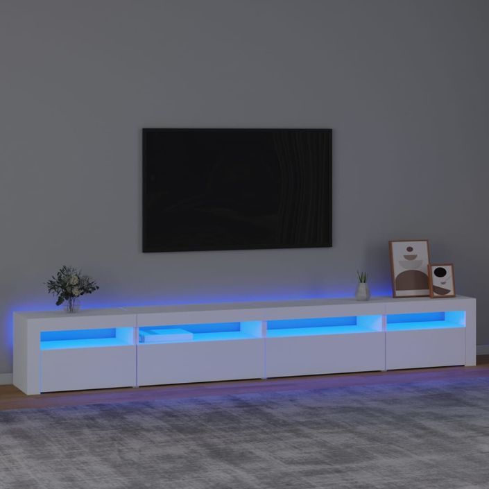 Meuble TV avec lumières LED Blanc 270x35x40 cm - Photo n°1