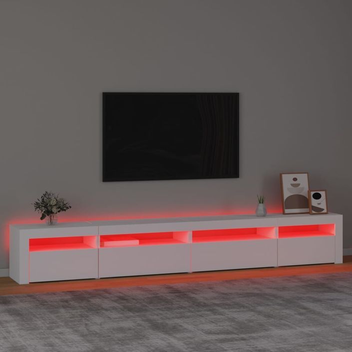 Meuble TV avec lumières LED Blanc 270x35x40 cm - Photo n°5