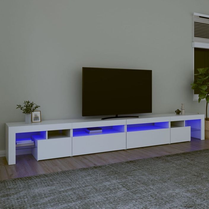 Meuble TV avec lumières LED Blanc 290x36,5x40 cm - Photo n°3
