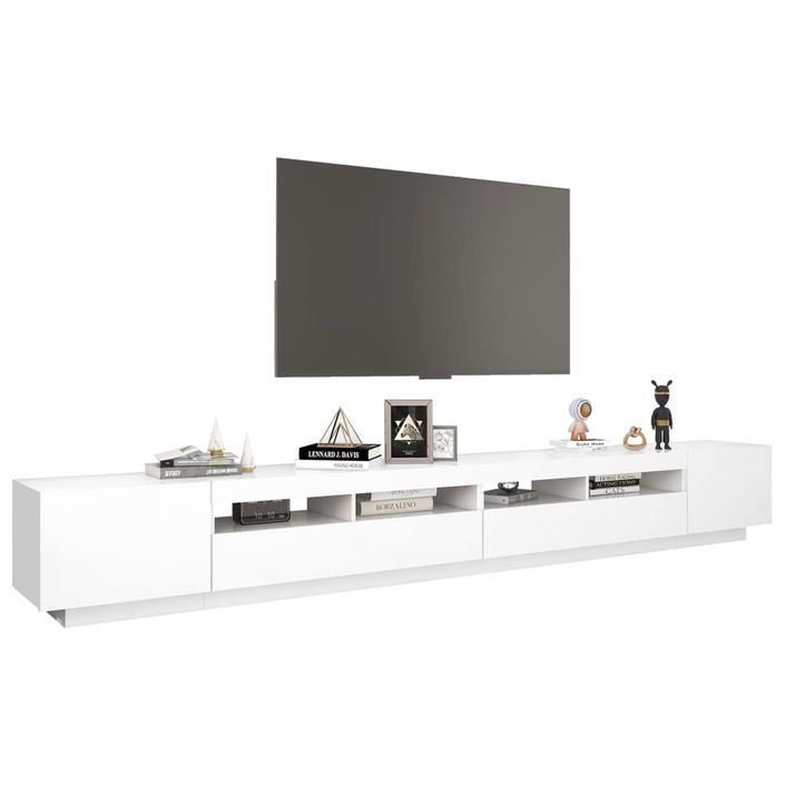 Meuble TV avec lumières LED Blanc 300x35x40 cm - Photo n°6