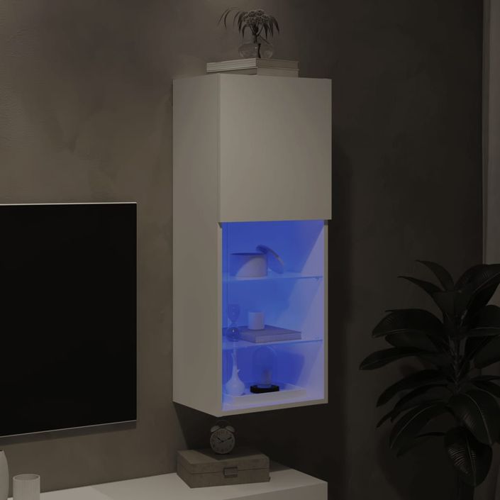 Meuble TV avec lumières LED blanc 40,5x30x102 cm - Photo n°5