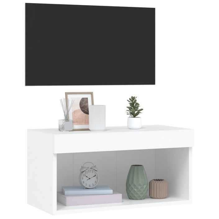 Meuble TV avec lumières LED blanc 60x30x30 cm - Photo n°6